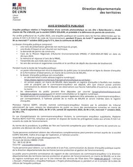 Avis d'enquête publique